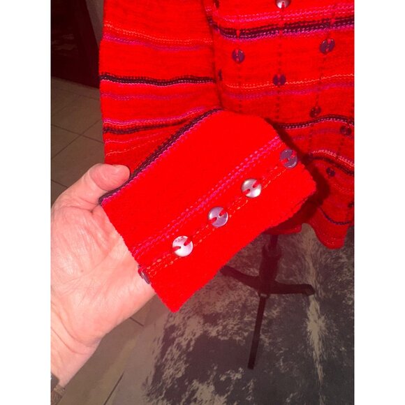 Sigrid Olsen Embellished Striped Turtleneck Sweater Red Button Detail Casual L - Picture 8 of 8